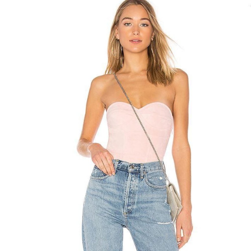 by the way. Light Pink Strapless Sweetheart Bustier Top